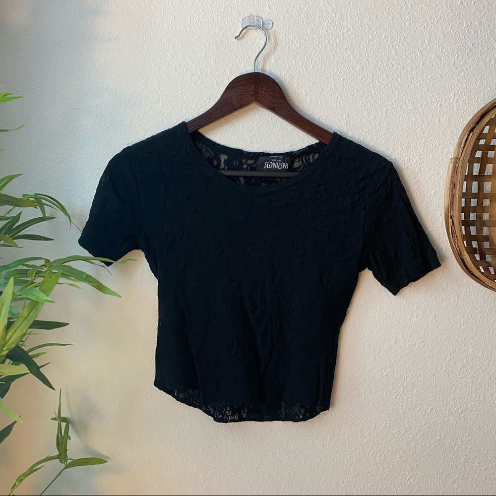 Vintage Sheer Lace Black top